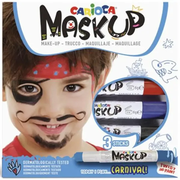 Carioca Maskup: Zestaw do malowania twarzy pirata z 3 kolorami zdjęcie 1