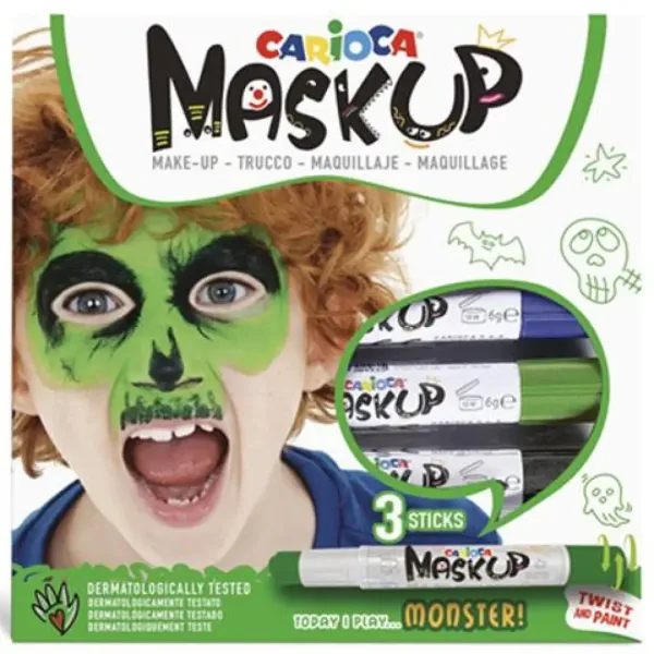 Carioca Maskup: Zestaw do malowania twarzy potwora z 3 kolorami zdjęcie 1
