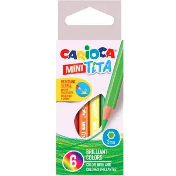 Carioca: Mini Tita odporne na złamania kredki kolorowe zestaw 6 sztuk zdjęcie 1