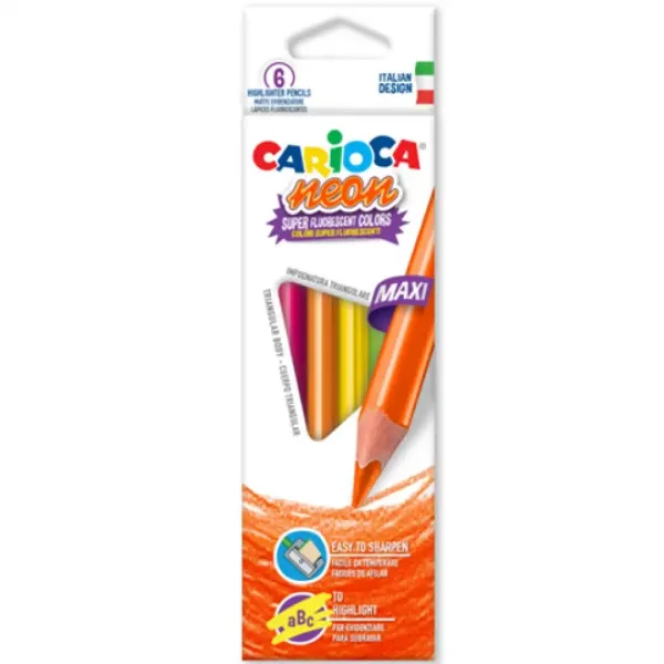 Carioca: Neon Maxi zestaw kolorowych kredek 6 sztuk zdjęcie 1