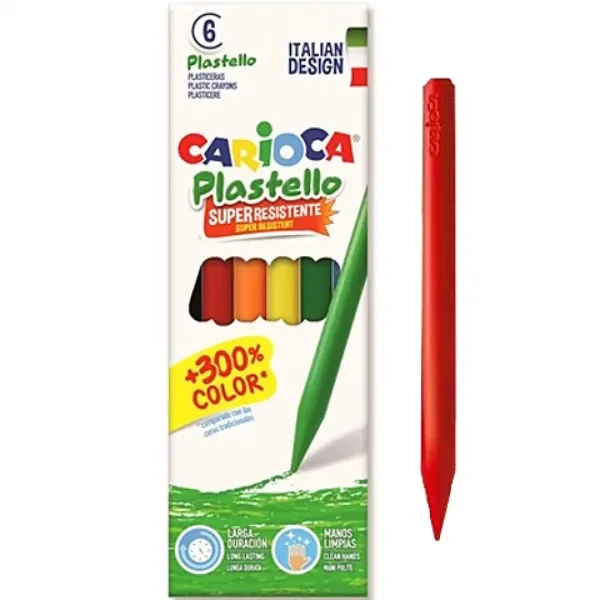 Carioca: Zestaw kredek woskowych Plastello o trwałych kolorach, 6 sztuk zdjęcie 1