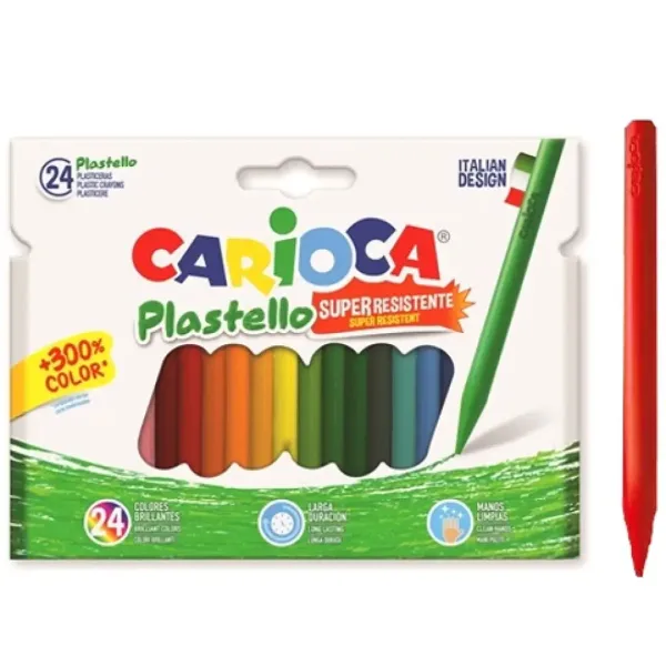 Carioca: Zestaw kredek woskowych Plastello z trwałymi kolorami, 24 sztuki zdjęcie 1