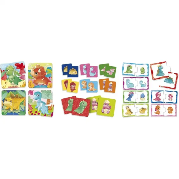 Carotina baby: Dinoland 3 w 1 - memo, układanka i gra w pary - Lisciani zdjęcie 2