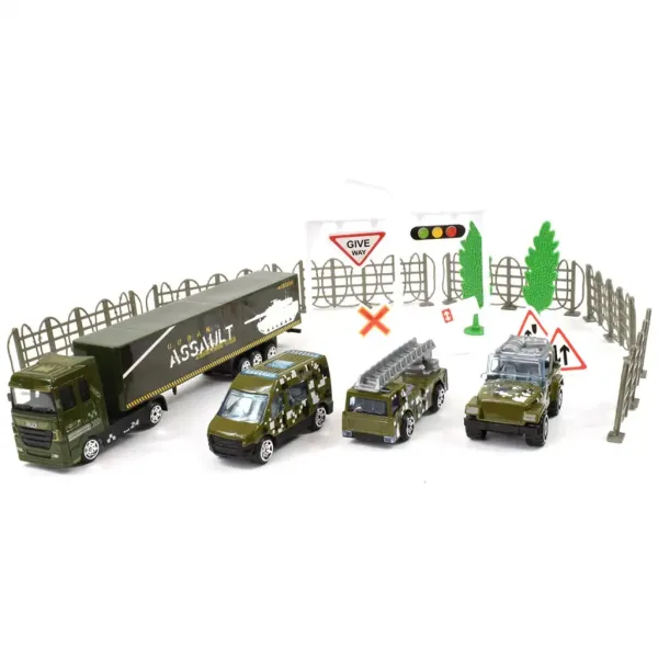 Chariot Die-Cast: Metalowy zestaw pojazdów wojskowych z akcesoriami w dwóch wariantach zdjęcie 3