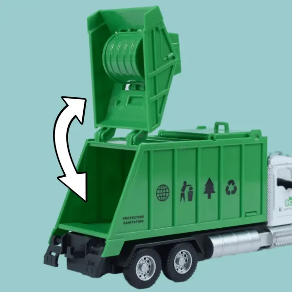 Ciężarówka Heavy Duty: Model metalowej śmieciarki z otwieranymi drzwiami i koszem 1/36 zdjęcie 5