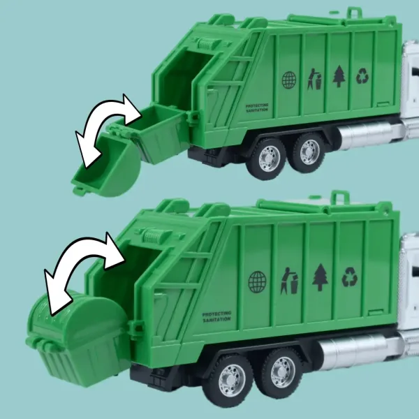 Ciężarówka Heavy Duty: Model metalowej śmieciarki z otwieranymi drzwiami i koszem 1/36 zdjęcie 6
