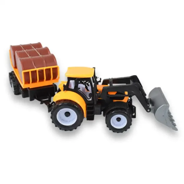Ciężarówka inżynieryjna: Koparka traktor z przyczepą i beczkami w różnych wariantach 43 cm zdjęcie 3