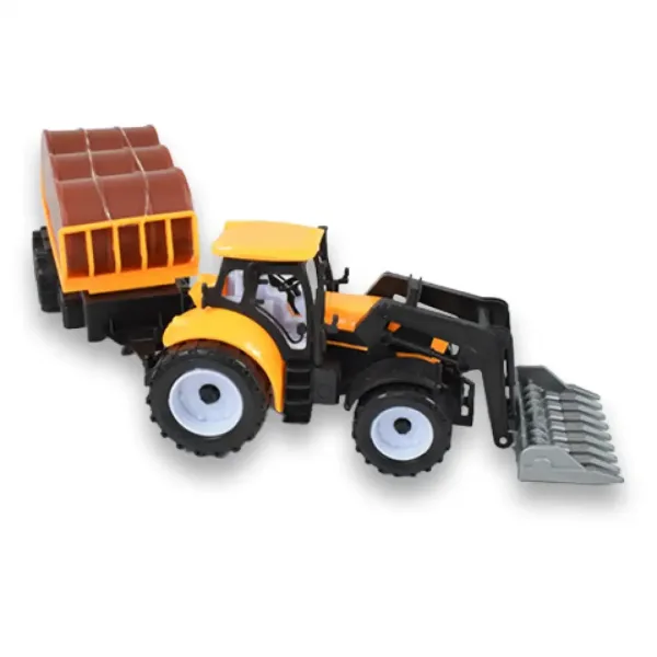 Ciężarówka inżynieryjna: Koparka traktor z przyczepą i beczkami w różnych wariantach 43 cm zdjęcie 4