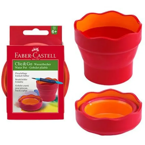 Cilck and Go miska na wodę w kolorze czerwonym - Faber-Castell zdjęcie 1