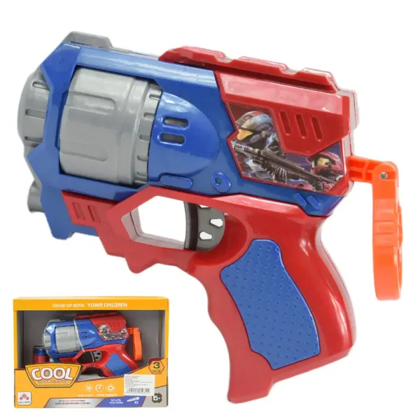 Cool Soft Bullet Gun: Mały pistolet na miękkie naboje, z nabojami, w kolorze niebiesko-czerwonym, 14 cm zdjęcie 1
