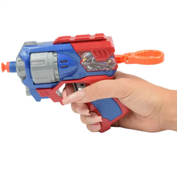 Cool Soft Bullet Gun: Mały pistolet na miękkie naboje, z nabojami, w kolorze niebiesko-czerwonym, 14 cm zdjęcie 4