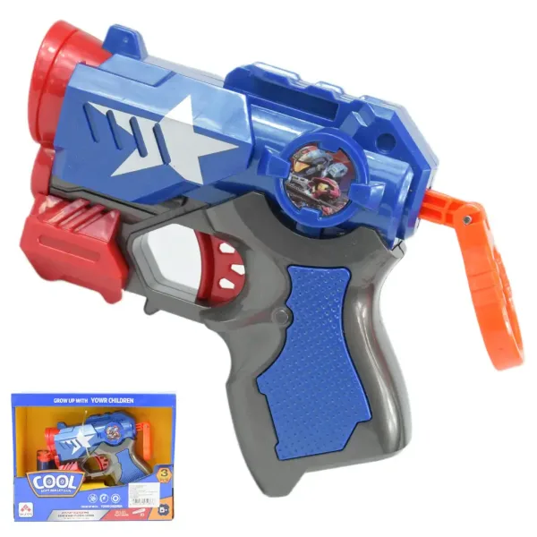 Cool Soft Bullet Gun: Mały pistolet na piankowe naboje w kolorze niebieskim, 14 cm zdjęcie 1