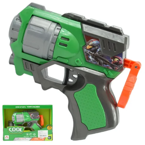 Cool Soft Bullet Gun: Mały pistolet na piankowe naboje w kolorze zielonym, 14 cm zdjęcie 1