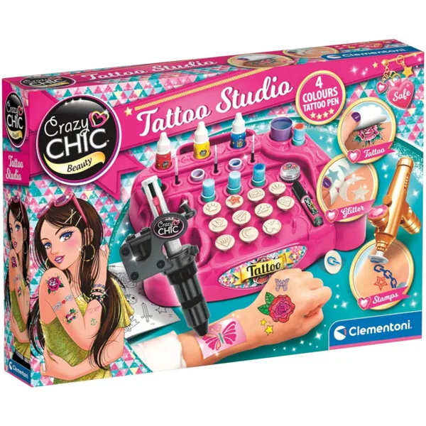 Crazy Chic: Kolorowe studio tatuażu zestaw - Clementoni zdjęcie 1