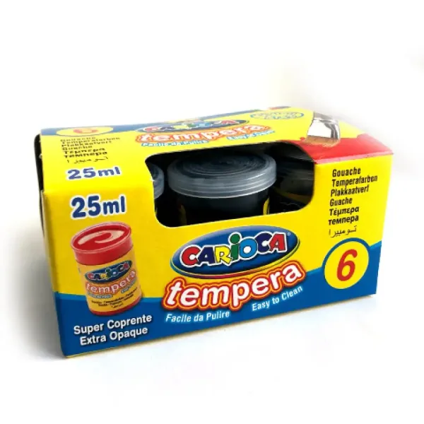 Czarna tempera w słoiczkach 6x35 g – Carioca zdjęcie 2