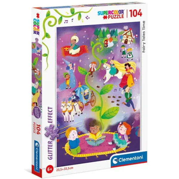 Czas bajki Supercolor brokatowe puzzle 104 elementy - Clementoni zdjęcie 1