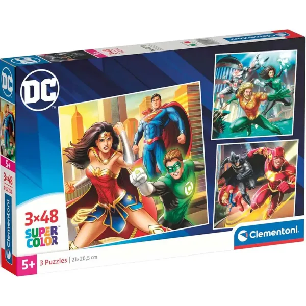 DC Liga Sprawiedliwości 3x48-elementowe puzzle Supercolor - Clementoni zdjęcie 1