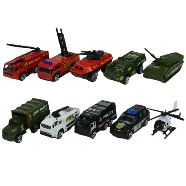 Die-Cast: Zestaw małych samochodów policyjnych w dwóch wersjach zdjęcie 3