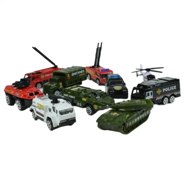 Die-Cast: Zestaw małych samochodów policyjnych w dwóch wersjach zdjęcie 4