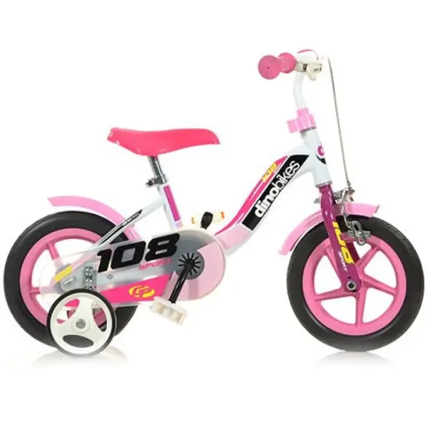 Dino Sport 108 różowo-biały rower dziecięcy w rozmiarze 10 - rower Dino Bikes zdjęcie 1
