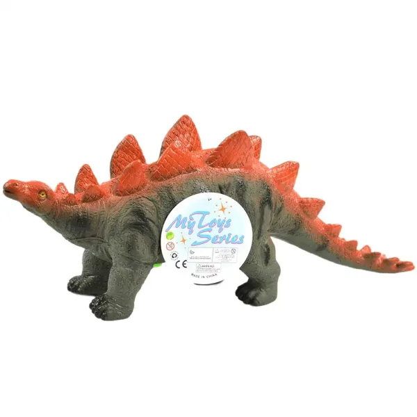Dino World: Figurka dinozaura Stegosaurus z winylowego materiału wydająca dźwięk, wypełniona bawełną, o rozmiarze 35 cm. zdjęcie 1