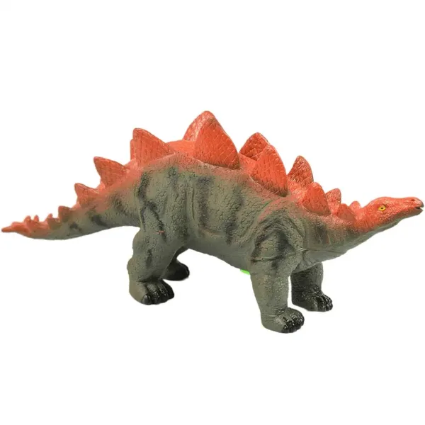 Dino World: Figurka dinozaura Stegosaurus z winylowego materiału wydająca dźwięk, wypełniona bawełną, o rozmiarze 35 cm. zdjęcie 2