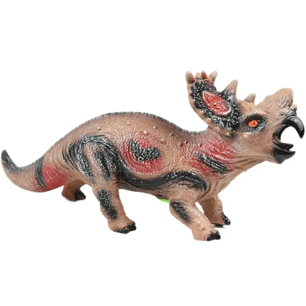 Dino World: Figurka dinozaura Styracosaurus wykonana z winylu, wydająca dźwięk, wypełniona bawełną, 35 cm. zdjęcie 2
