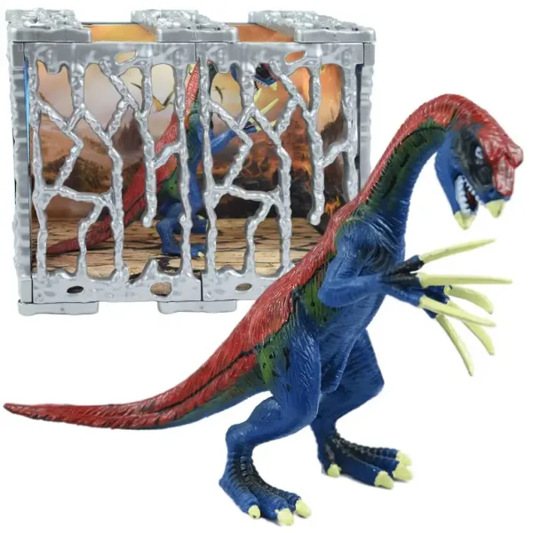 Dino World: Szczegółowo wykonana 20-centymetrowa figurka dinozaura Therizinosaurus w klatce zdjęcie 2