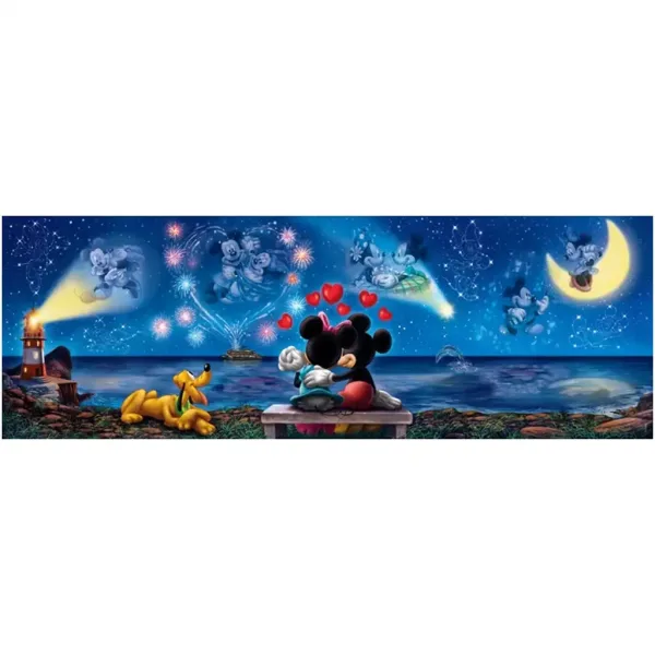 Disney - Magiczna noc Myszki Miki i Minnie 1000-elementowe puzzle panoramiczne z plakatem - Clementoni zdjęcie 2