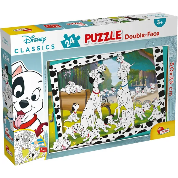 Disney 101 Dalmatyńczyków 2 w 1 puzzle i kolorowanka 24 elementy 50x35 cm - Lisciani zdjęcie 1