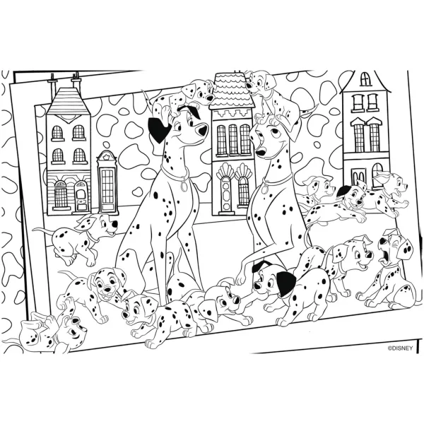 Disney 101 Dalmatyńczyków 2 w 1 puzzle i kolorowanka 24 elementy 50x35 cm - Lisciani zdjęcie 3