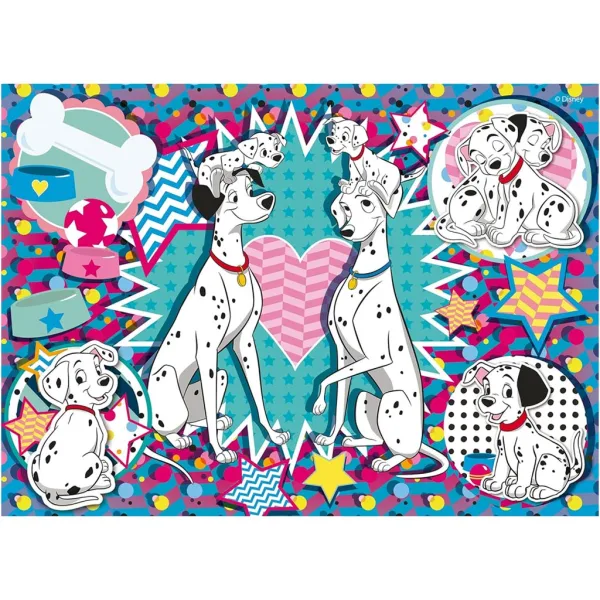 Disney 101 dalmatyńczyków 2 w 1 puzzle 24-elementowe i kolorowanka 35x25 cm - Lisciani zdjęcie 2