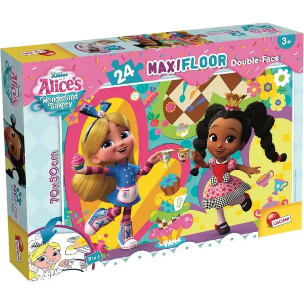 Disney Alicja w Krainie Czarów 2 w 1 maxi puzzle 24 elementów i kolorowanka 70x50 cm – Lisciani zdjęcie 1