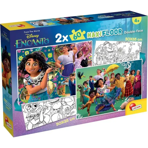 Disney Encanto 2 w 1 maxi puzzle 2x60 elementów i kolorowanka 50x35cm - Lisciani zdjęcie 1