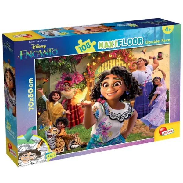 Disney Encanto 2 w 1 puzzle 108 elementów i kolorowanka 70x50 cm - Lisciani zdjęcie 1