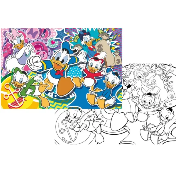 Disney Kacze Opowieści 2 w 1 puzzle 108 elementów i kolorowanka 70x50 cm - Lisciani zdjęcie 2
