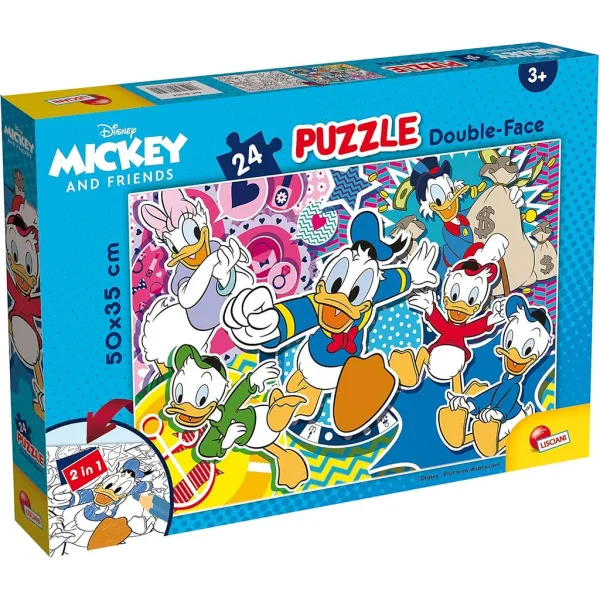 Disney Kaczor Donald 2 w 1 puzzle 24 elementów i kolorowanka 50x35 cm - Lisciani zdjęcie 1