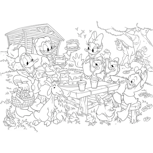 Disney Kaczor Donald i jego rodzina 2 w 1 maxi puzzle 35 elementów i kolorowanka 70x50 cm - Lisciani zdjęcie 2