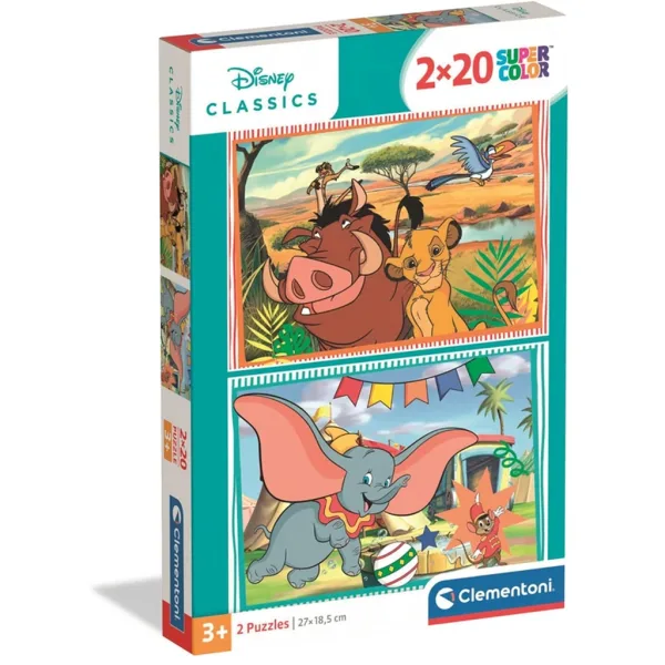 Disney Klasyki Król Lew i Dumbo 2x20 elementów Supercolor puzzle - Clementoni