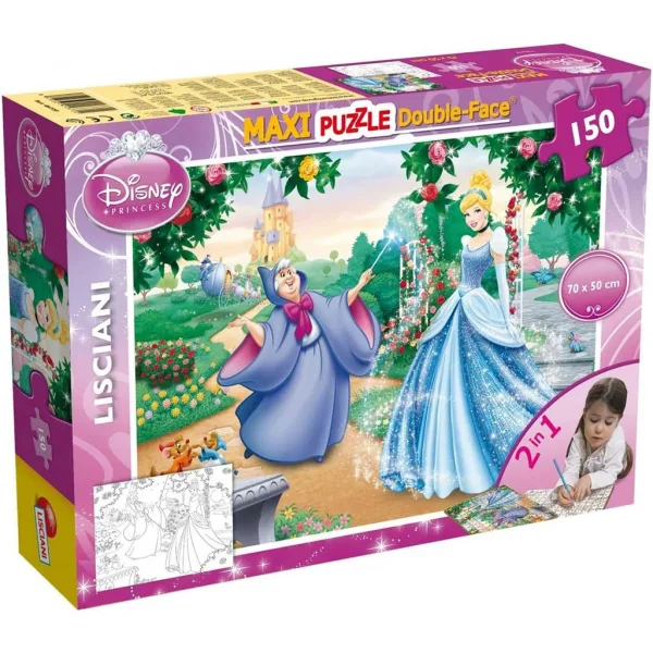 Disney Kopciuszek 2 w 1 maxi puzzle 150 elementów i kolorowanka 70x50 cm - Lisciani zdjęcie 1
