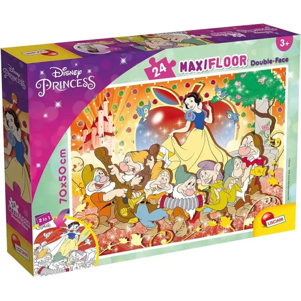 Disney Królewna Śnieżka 2 w 1 maxi puzzle 24 elementy i kolorowanka 70x50 cm - Lisciani zdjęcie 1