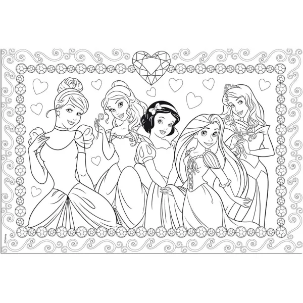 Disney Księżniczki 2 w 1 puzzle 108 elementów i kolorowanka 50x35 cm - Lisciani zdjęcie 2