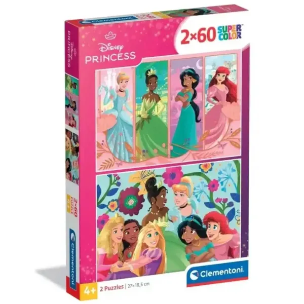 Disney+Księżniczki 2x60-elementowe puzzle Supercolor - Clementoni zdjęcie 1