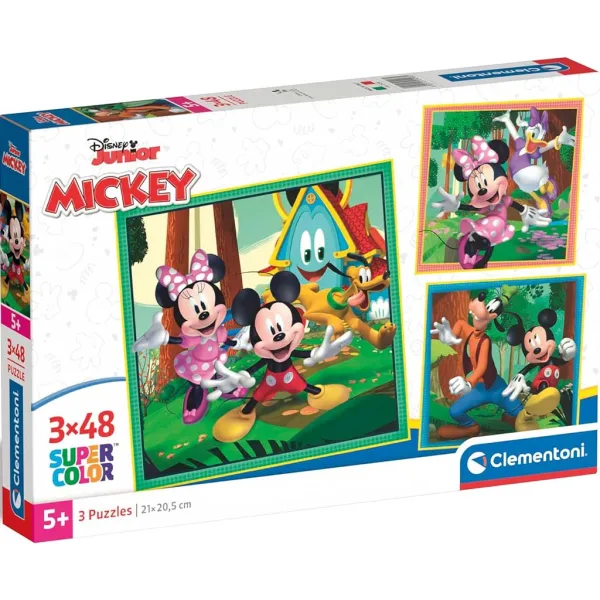 Disney Myszka Miki i Przyjaciele 3x48 elementów Supercolor puzzle - Clementoni zdjęcie 1