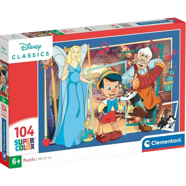Disney Pinokio puzzle Supercolor 104 elementów - Clementoni zdjęcie 1