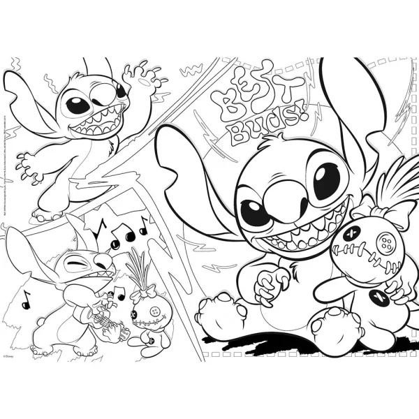 Disney Stitch 2 w 1 maxi puzzle 24 elementów i kolorowanka 70x50 cm - Lisciani zdjęcie 2