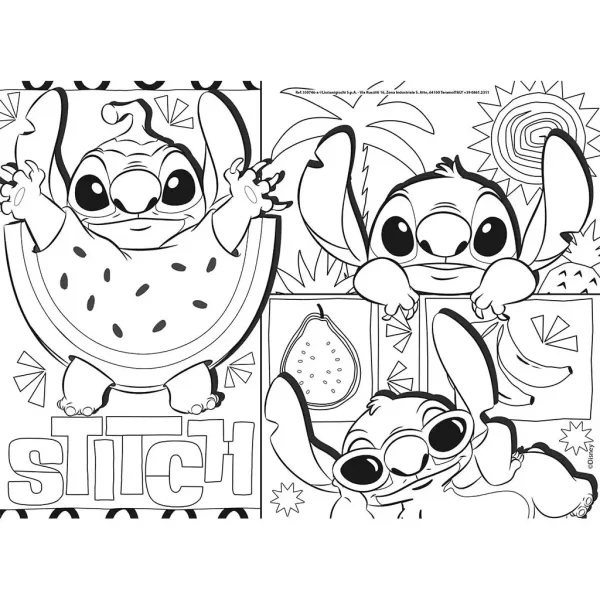 Disney Stitch 2 w 1 maxi puzzle 4x48 elementów i kolorowanka 35x25 cm - Lisciani zdjęcie 2