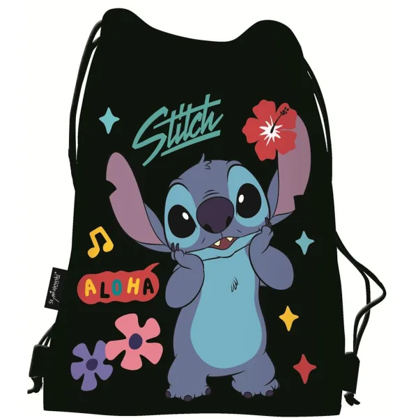 Disney Stitch czarny worek na buty Aloha, worek sportowy 34x43 cm zdjęcie 1