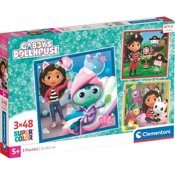 Domek dla lalek Gabi: Aktywności Gabi 3x48-elementowe puzzle Supercolor - Clementoni zdjęcie 1