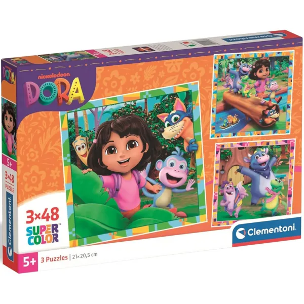 Dora odkrywczyni 3x48-elementowe puzzle Supercolor - Clementoni